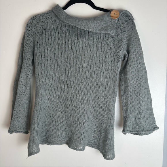 Wooden Ships Antro Grey Mohair Blend CowlNeck Sweater W/Wooden Button Detail M/L - Picture 2 of 15